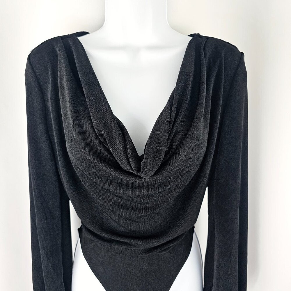 Band Of The Free Black Cowl Neck Long Sleeve Body Suit Women's Size Small NWT - Picture 2 of 14
